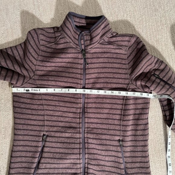 LL Bean Striped Sweater Fleece Full-Zip Jacket Size medium regular misses - Picture 8 of 9